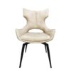 Chaise pivotante CAMILLE en velours beige, dossier haut et pieds en métal noir