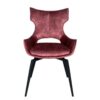 Chaise pivotante CAMILLE en velours rose, dossier haut et pieds en métal noir