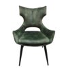 Chaise pivotante CAMILLE en velours vert, dossier haut et pieds en métal noir