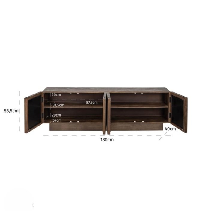 meuble tv Bryant 4 portes original bois massif manguier miroir design majdeltier 5