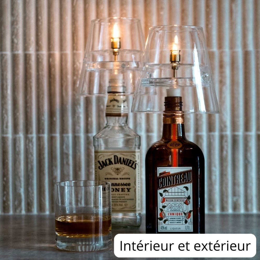 Lampe à Huile de Bouteille peri living-verre soufflé-majdeltier Lampe à Huile de Bouteille Peri Living : Sublimez Votre Intérieur et Extérieur