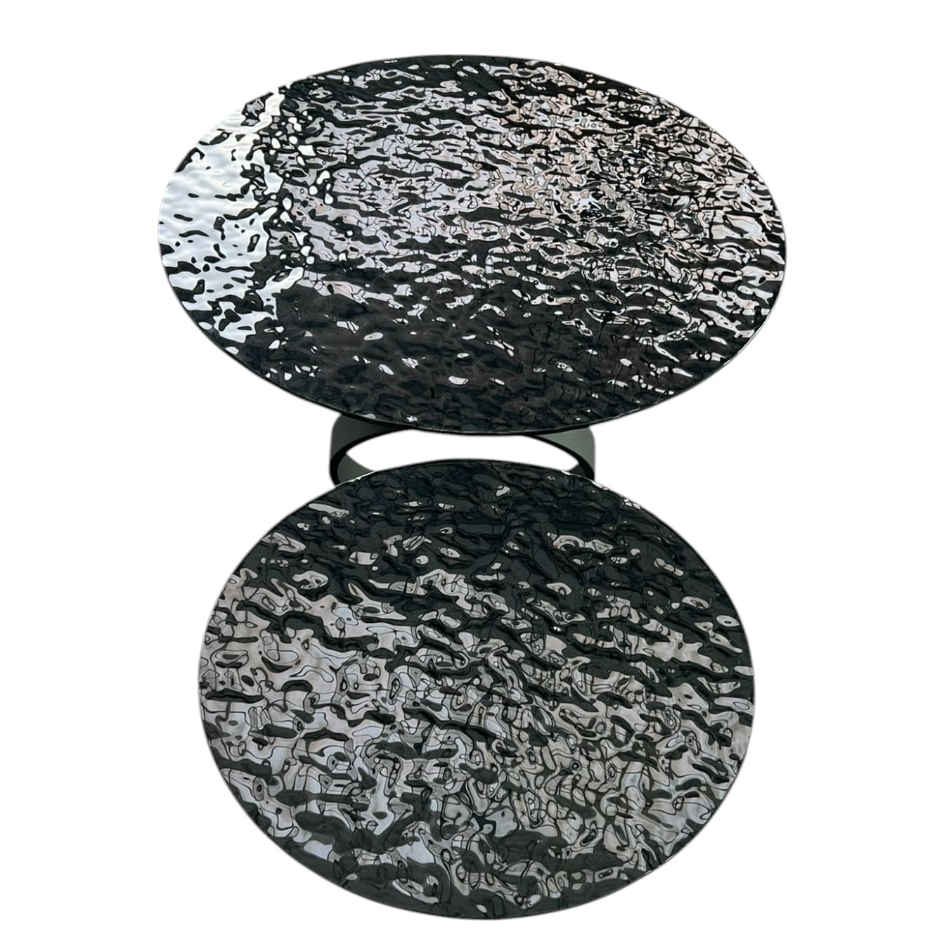 table basse ronde pivotante extensible aqua verre noit trempe waterglass majdeltier 10