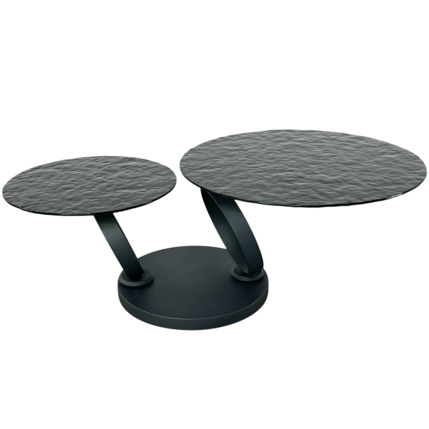 table basse ronde pivotante extensible aqua verre noit trempe waterglass majdeltier 2