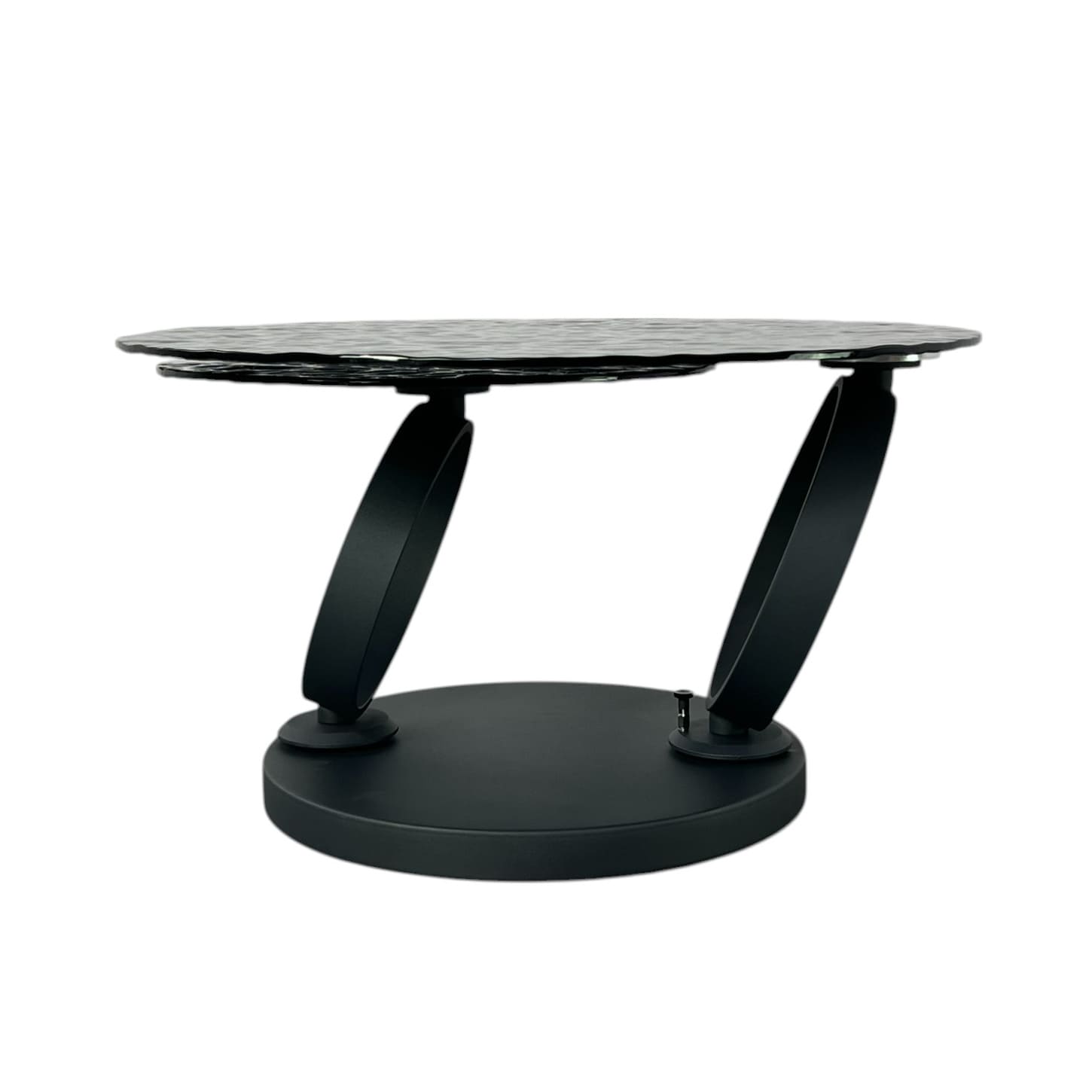 table basse ronde pivotante extensible aqua verre noit trempe waterglass majdeltier 5