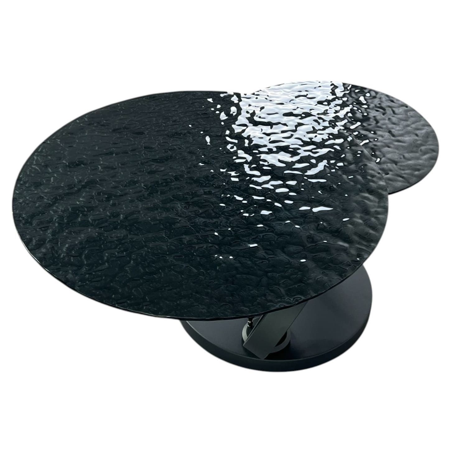 table basse ronde pivotante extensible aqua verre noit trempe waterglass majdeltier 7
