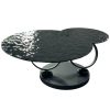 table basse ronde pivotante extensible aqua verre noit trempe waterglass majdeltier 8
