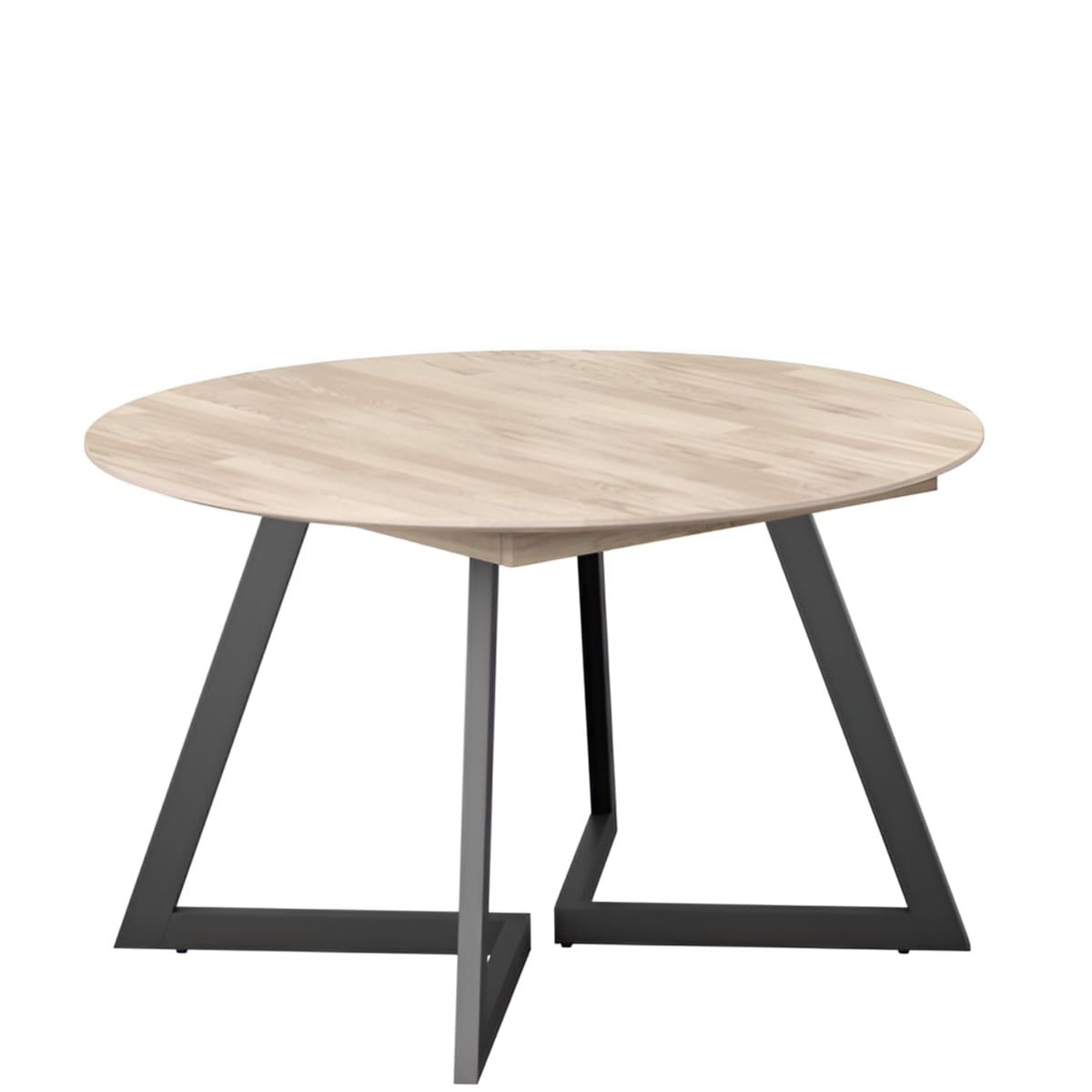 Table Ronde Extensible Chene Massif Ellis O120 et O140 clair blanchi pieds metal majdeltier 2