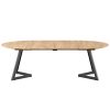 Table Ronde Extensible Chene Massif Ellis O120 et O140 clair naturel pieds metal 2 allonges majdeltier 2