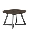 Table Ronde Extensible Chene Massif Ellis O120 et O140 fume pieds metal majdeltier 2