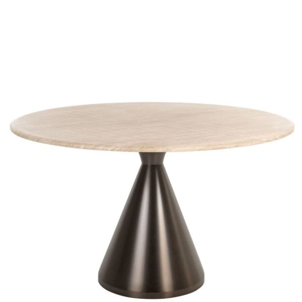 Table Ronde Montgommery Ø130 cm - L'Élégance du Travertin Sans les Contraintes