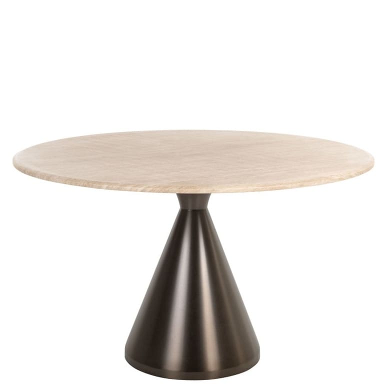 Table Ronde Montgommery Ø130 cm - L'Élégance du Travertin Sans les Contraintes