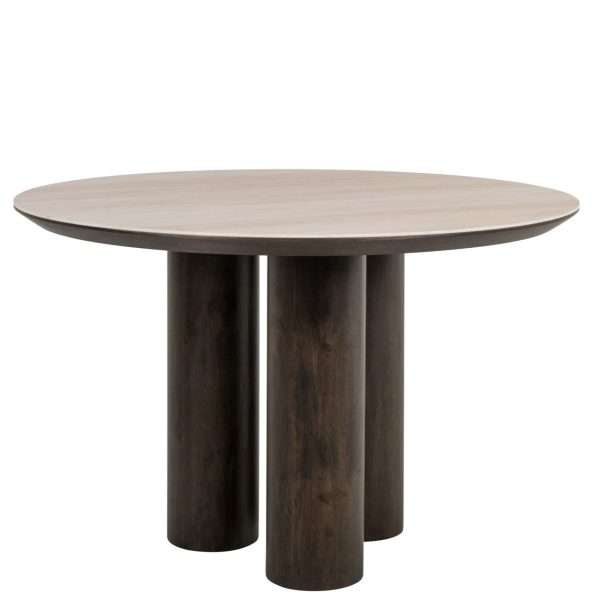 Table ronde Ritz céramique travertin chêne Ø120 cm