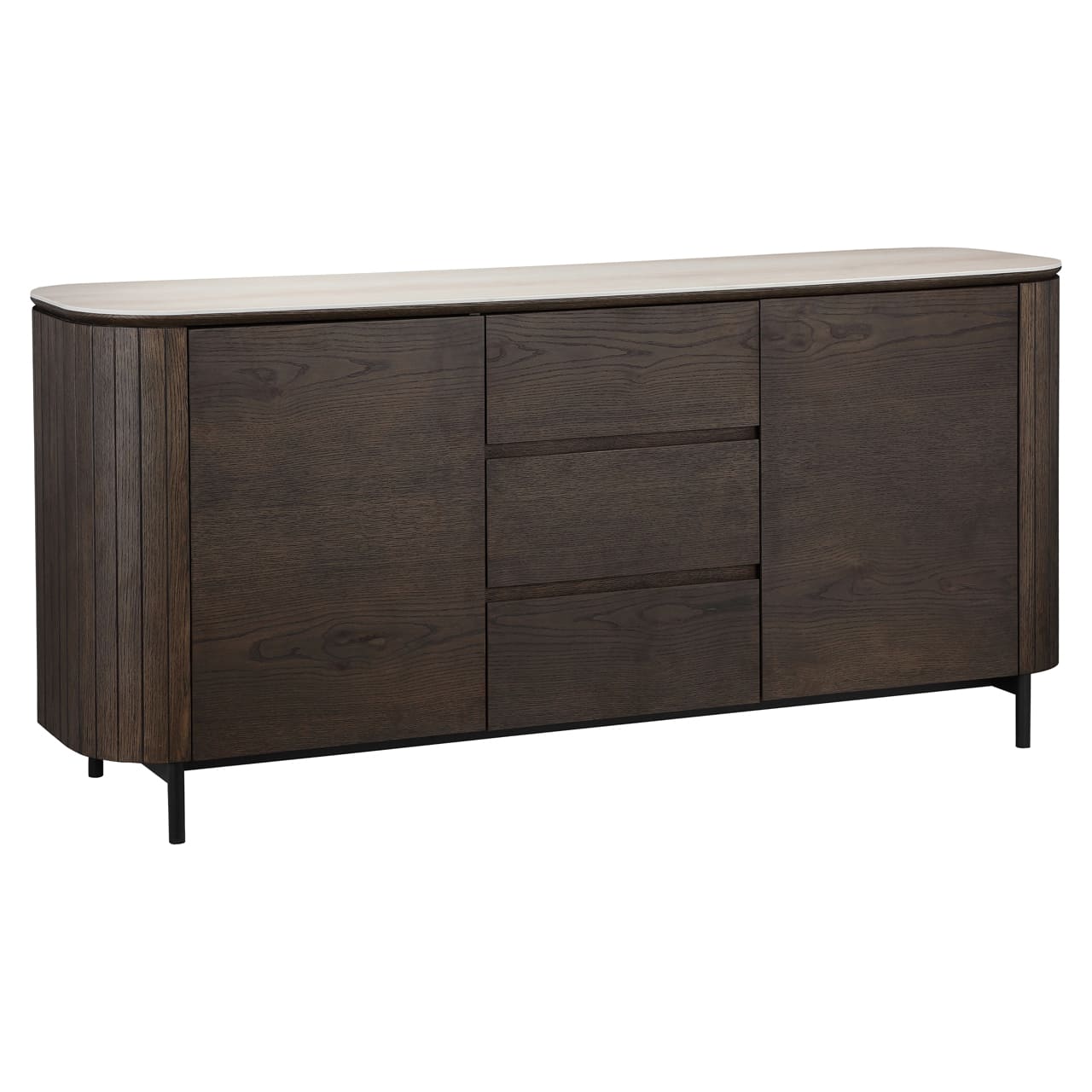 Buffet Arrondi Ritz travertin & chêne 185 cm- richmond-majdeltier Buffet Arrondi Ritz travertin & chêne 185 cm