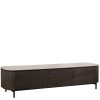 Meuble TV arrondi Ritz travertin & chêne 200 cm