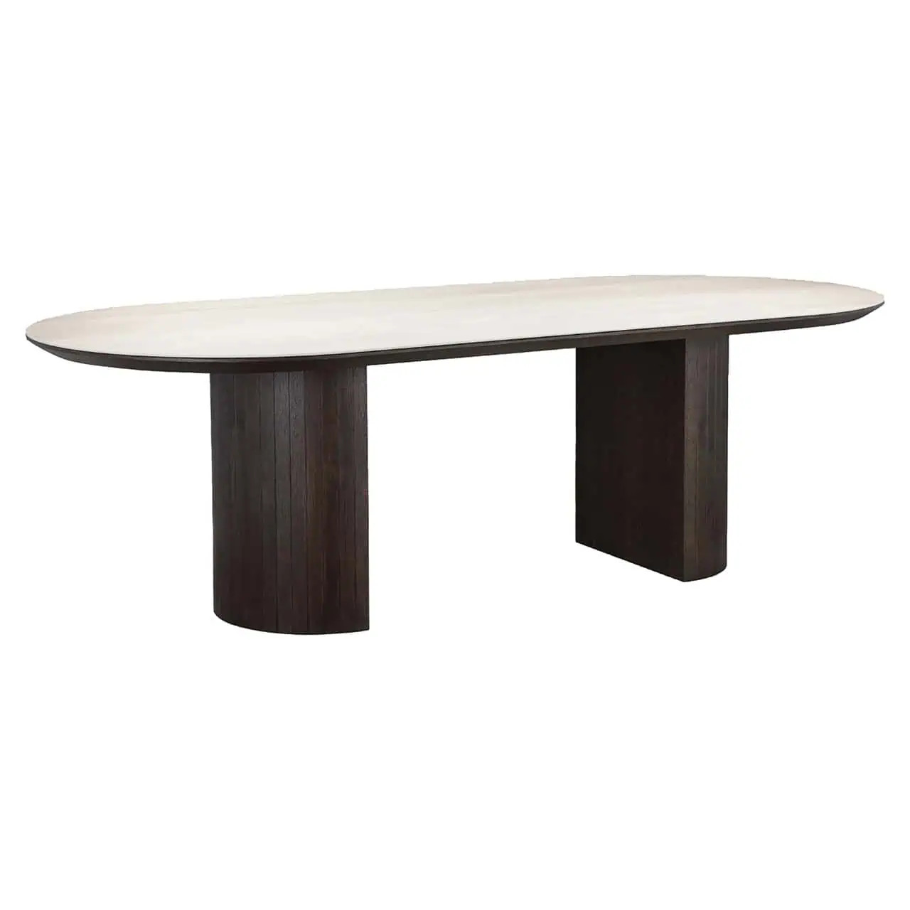 Table Ovale Ritz céramique travertin chêne 240 cm