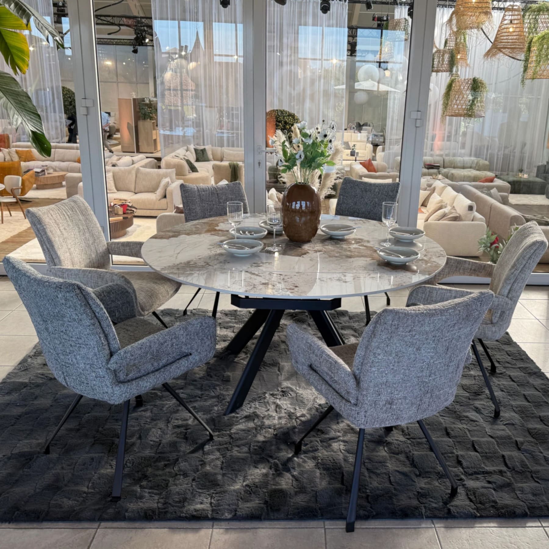 Table ronde ceramique Paloma O150 diametre 160 Plateau rotatif majdeltier 1