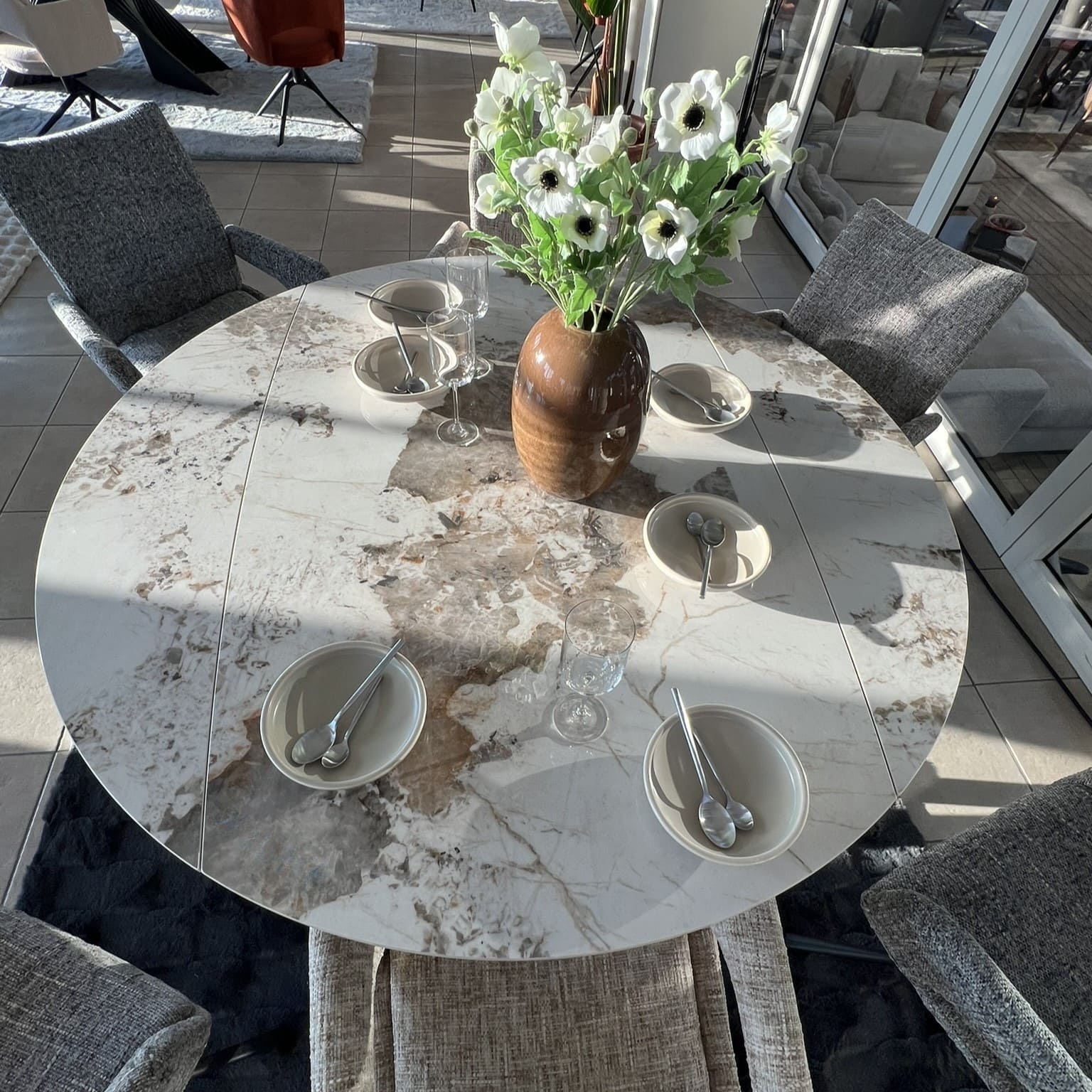 Table ronde ceramique Paloma O150 diametre 160 Plateau rotatif majdeltier 6