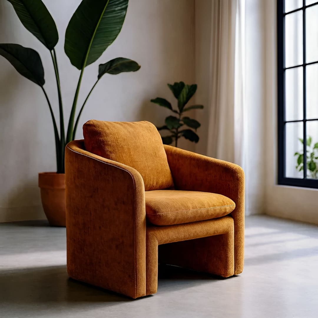 Fauteuil Paola Ocre orange confortable elegant majdeltier 1