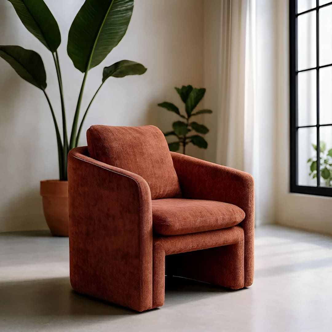 Fauteuil Paola tuile terracotta confortable elegant majdeltier 2 1