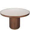 Table ronde Willox 130 cm - Chêne et Lin, plateau verre
