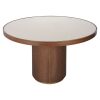 Table ronde Willox 130 cm - Chêne et Lin, plateau verre