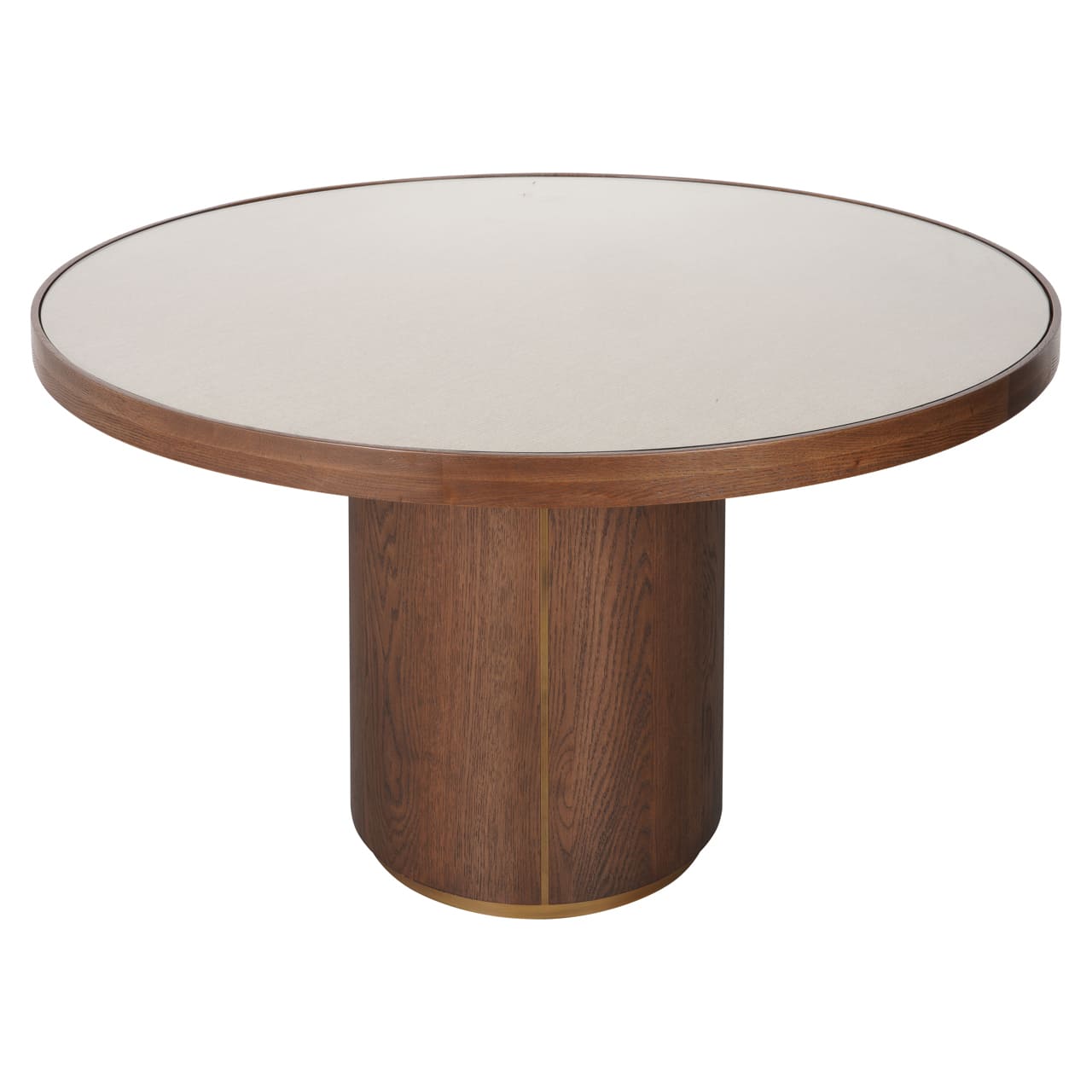 Table ronde Willox 130 cm - Chêne et Lin, plateau verre