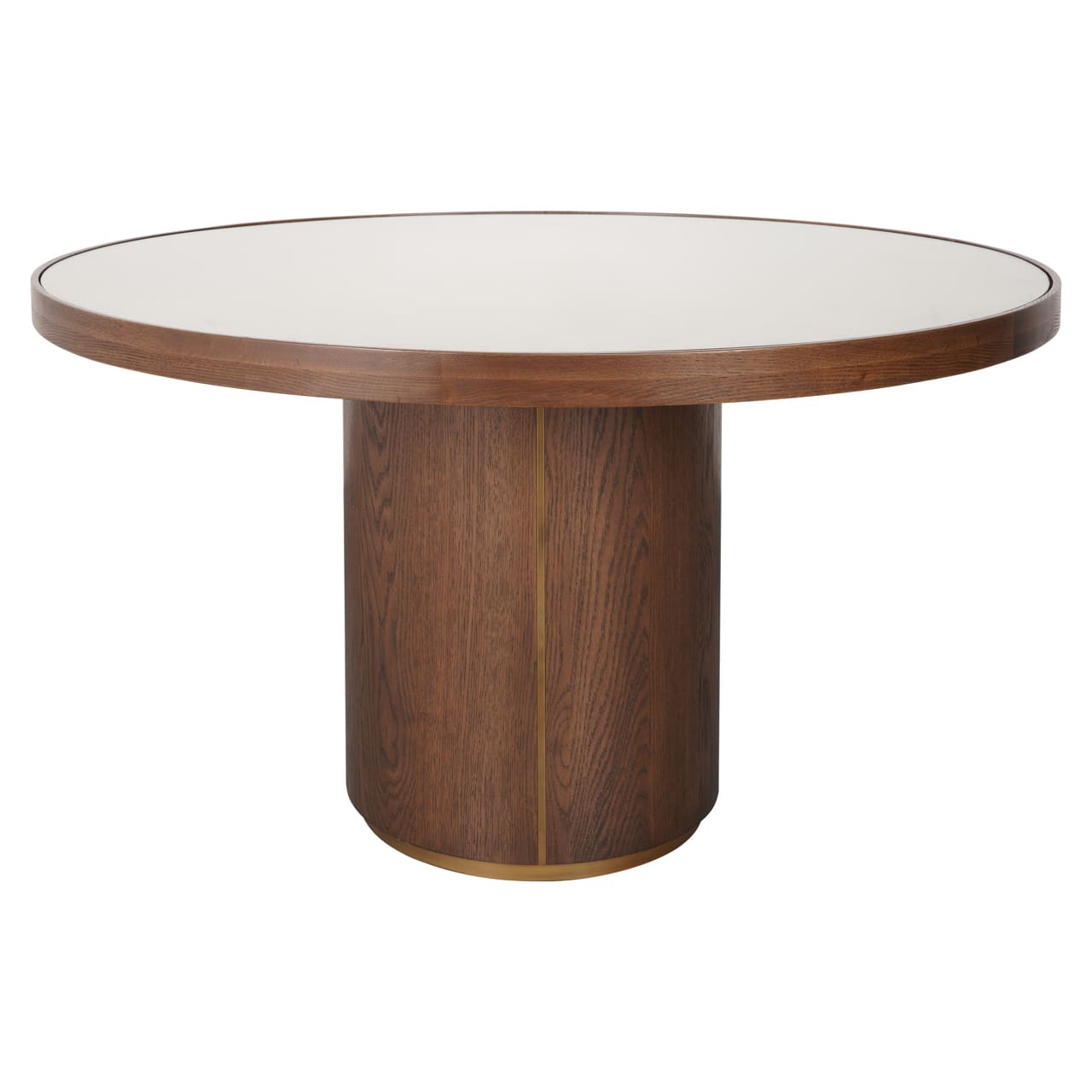 Table ronde Willox 130 cm - Chêne et Lin, plateau verre