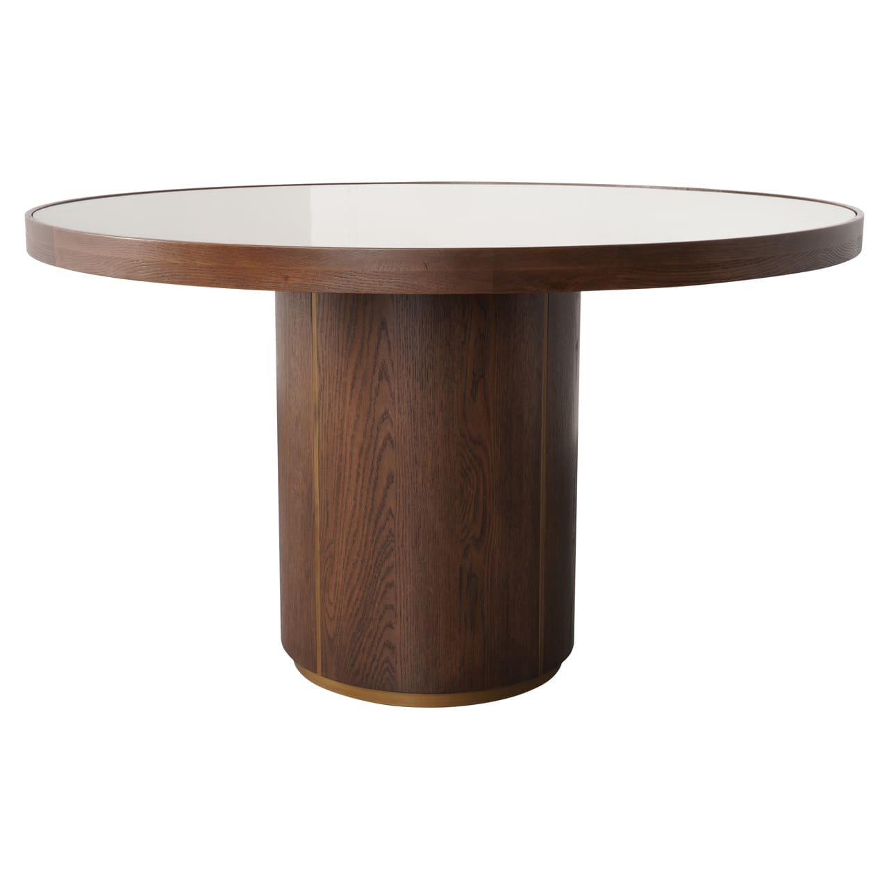 Table ronde Willox 130 cm - Chêne et Lin, plateau verre