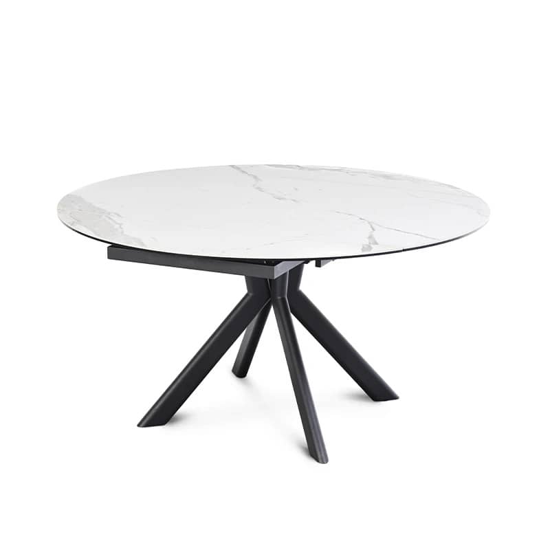 table ceramique extensible livy ronde marbre blanc majdeltier 2