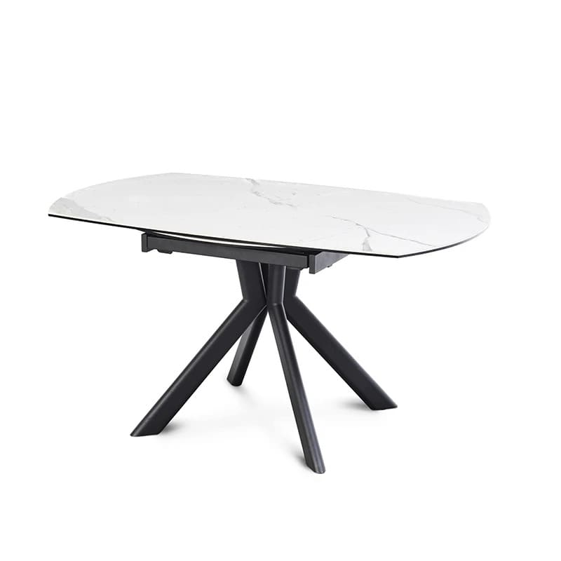 table ceramique extensible livy ronde marbre blanc majdeltier 3