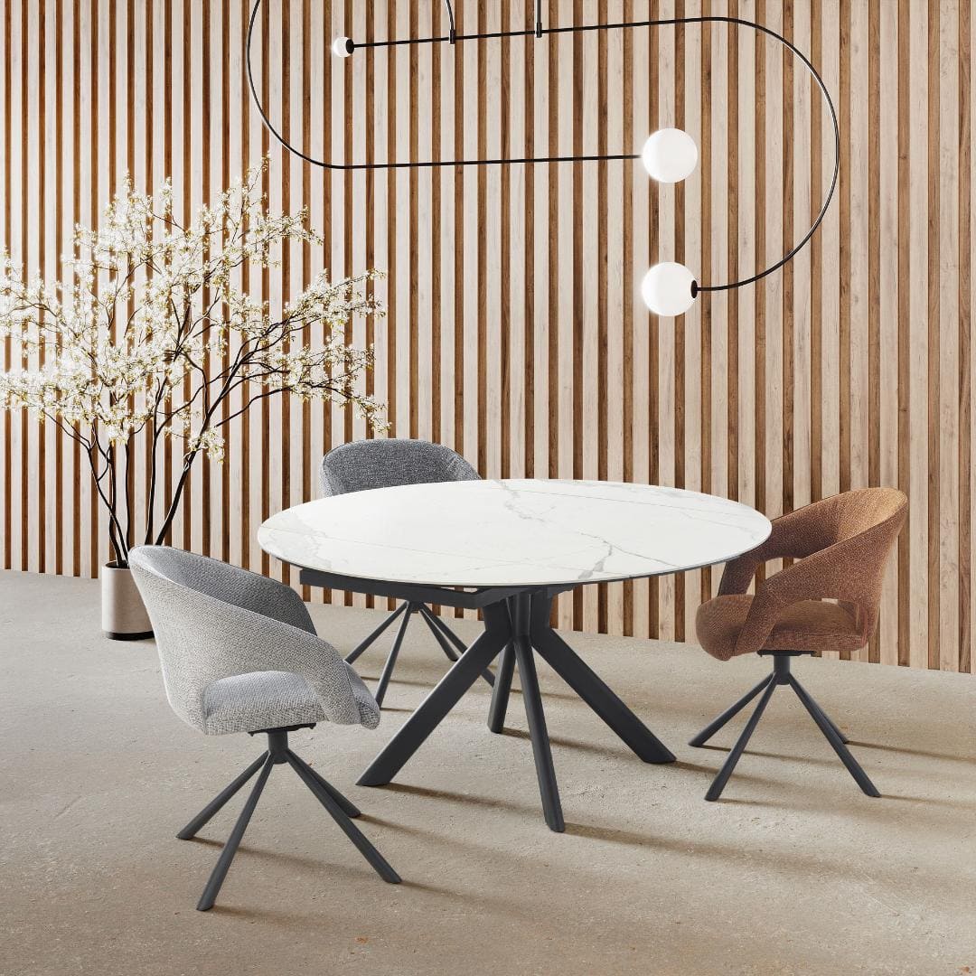 table ceramique extensible livy ronde marbre blanc majdeltier 4