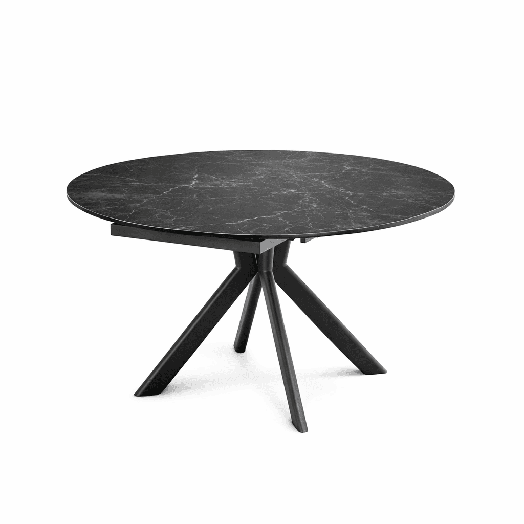 table ceramique extensible livy ronde marbre noir majdeltier 2