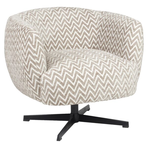 Fauteuil pivotant Estelle Chevron fait main tissu sable design