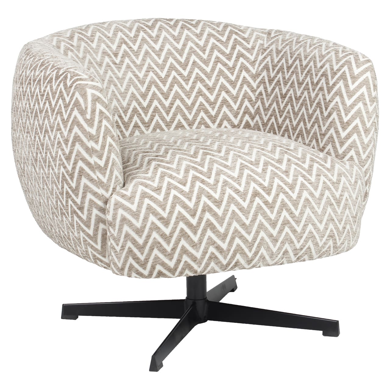 Fauteuil pivotant Estelle Chevron fait main tissu sable design