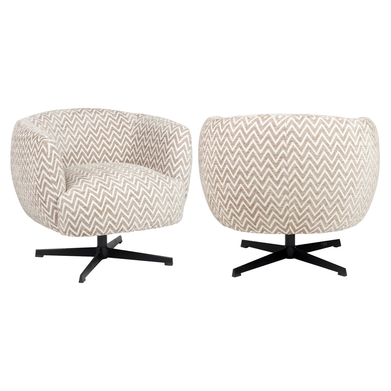 Fauteuil pivotant Estelle Chevron fait main tissu sable design