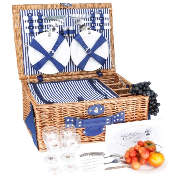 Panier pique-nique 4 personnes Fontainebleau en osier naturel