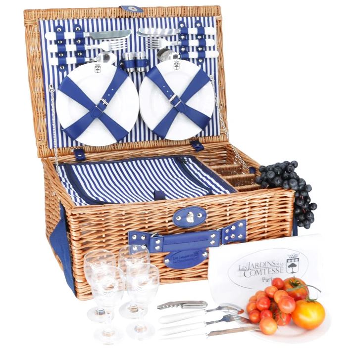 Panier pique-nique 4 personnes Fontainebleau en osier naturel