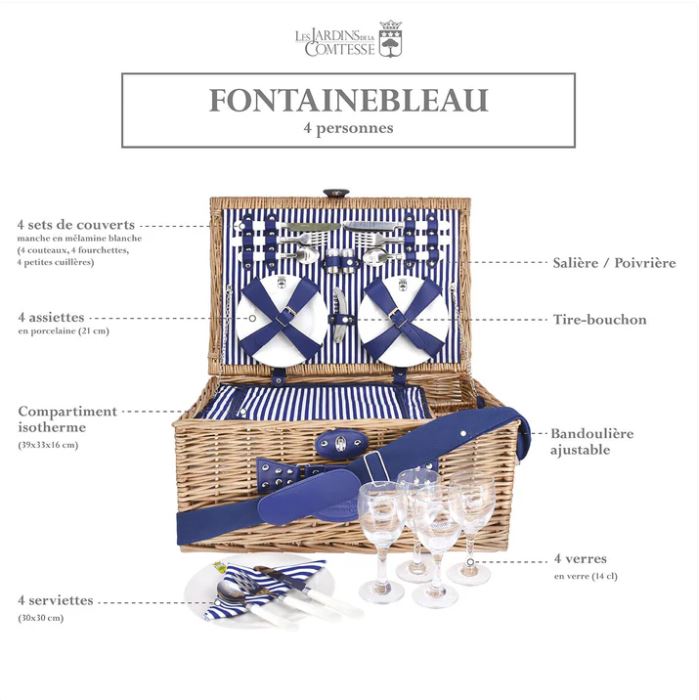 Panier pique nique en osier Fontainebleau 4 personnes 3