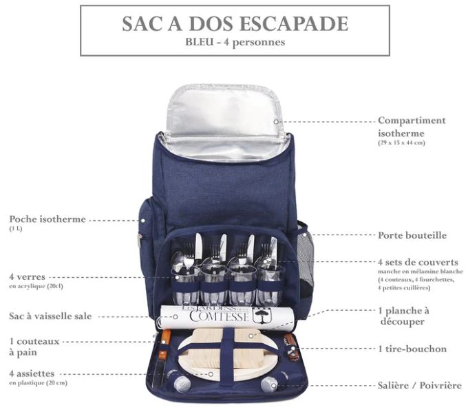 Sac a dos pique nique bleu 4 personnes 3