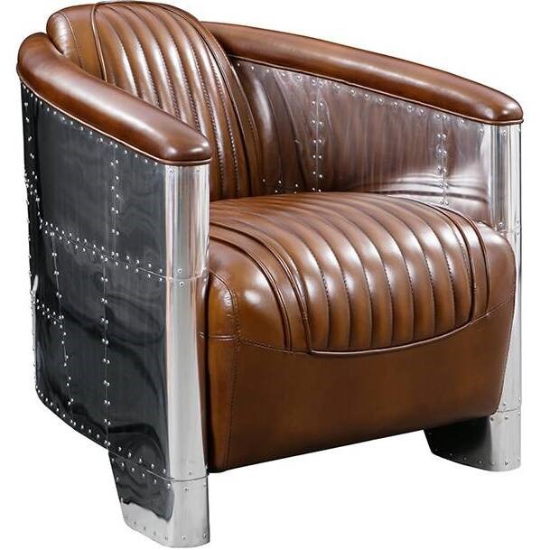 Fauteuil Club DC3 Cuir marron- Style aviateur