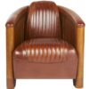 Fauteuil Club Canoë Cuir Marron Vintage - L'Élégance Transatlantique en Cuir et Bois