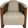 fauteuil club canoe cuir blanc ivoire 3