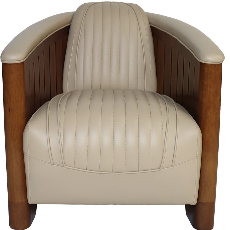 fauteuil club canoe cuir blanc ivoire 3