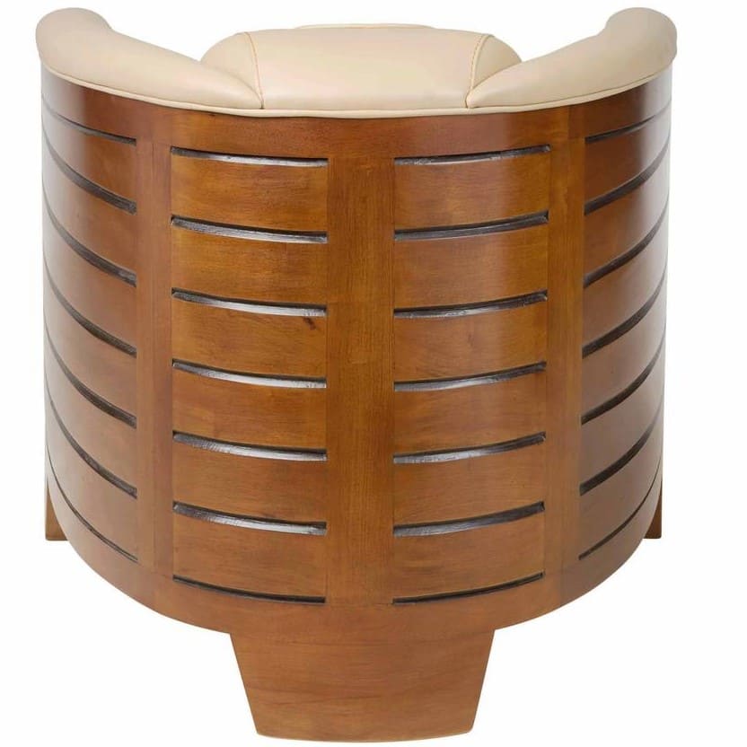 fauteuil club pirogue cuir beige 3