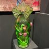 Vase Fiorito en verre vert : pièce sculpturale Art Nouveau faite main