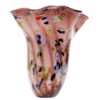 Vase I Punti en verre rose pièce sculpturale faite main
