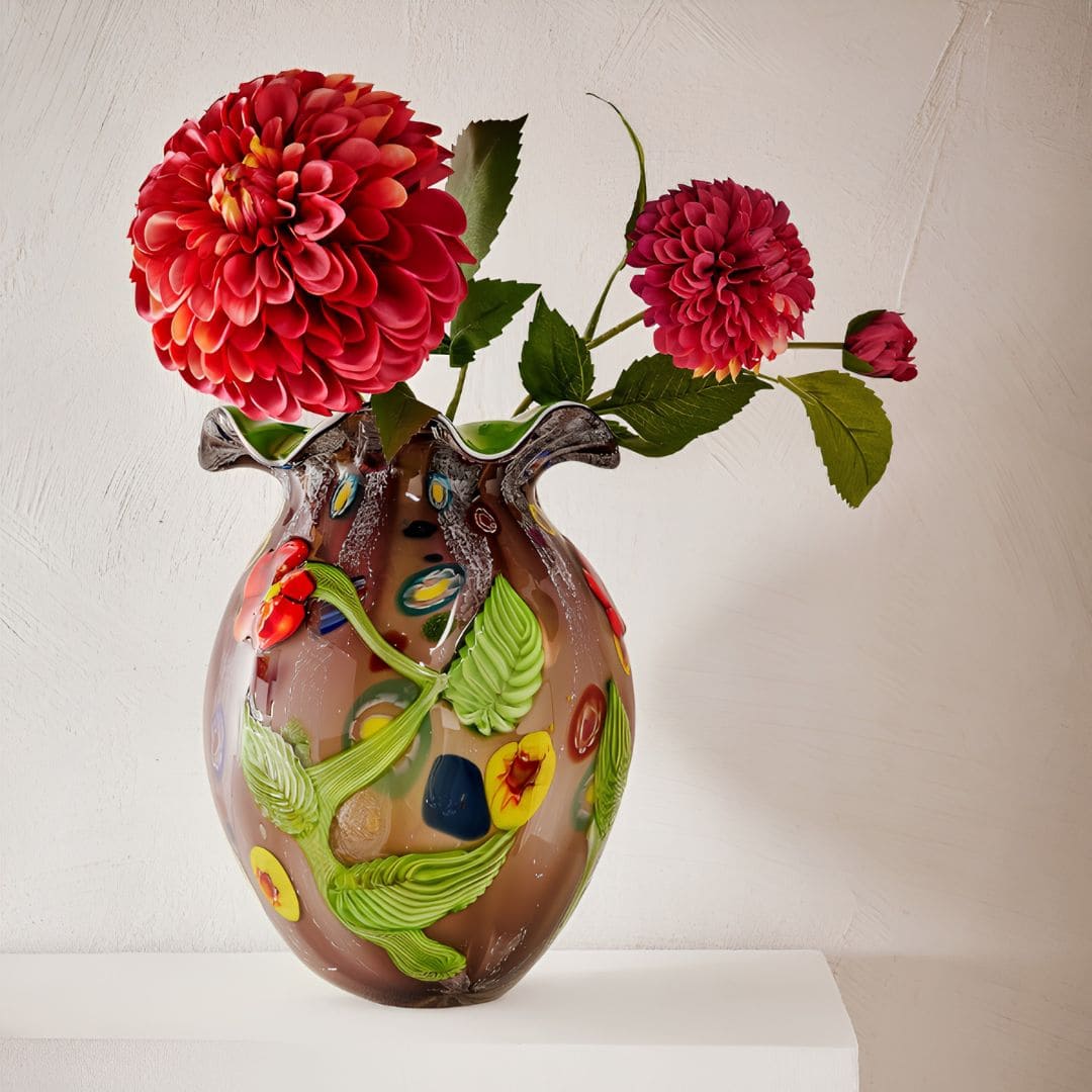 Vase Flora multicolore fait main verre style Murano