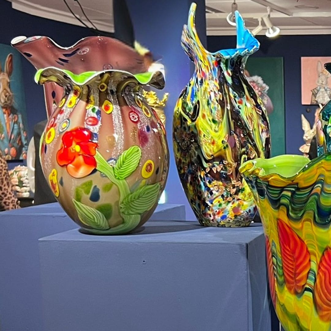 Vase Flora multicolore fait main verre style Murano