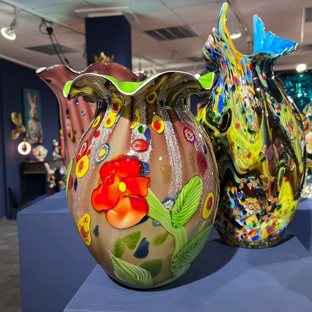 Vase Flora multicolore fait main verre style Murano