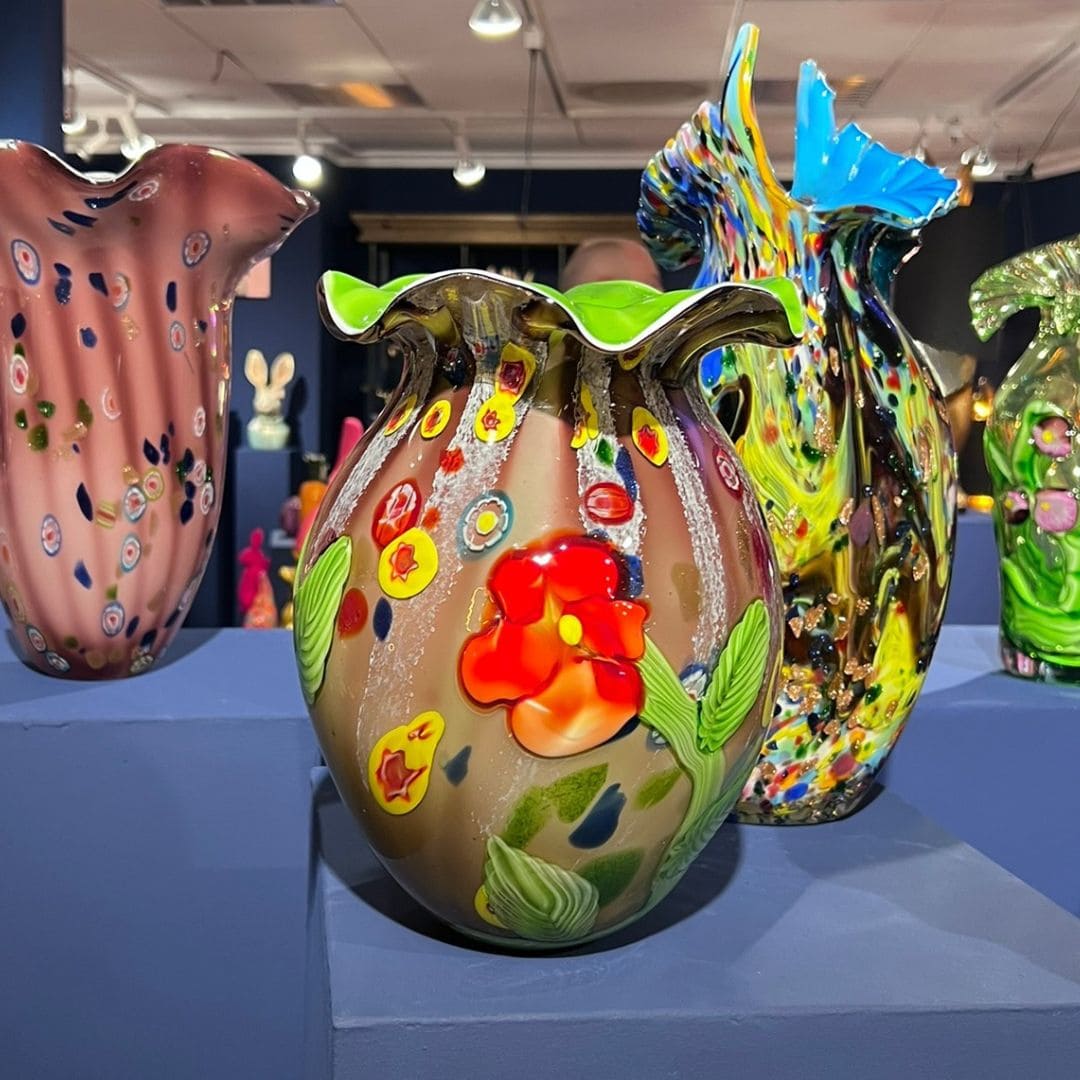 Vase Flora multicolore fait main verre style Murano